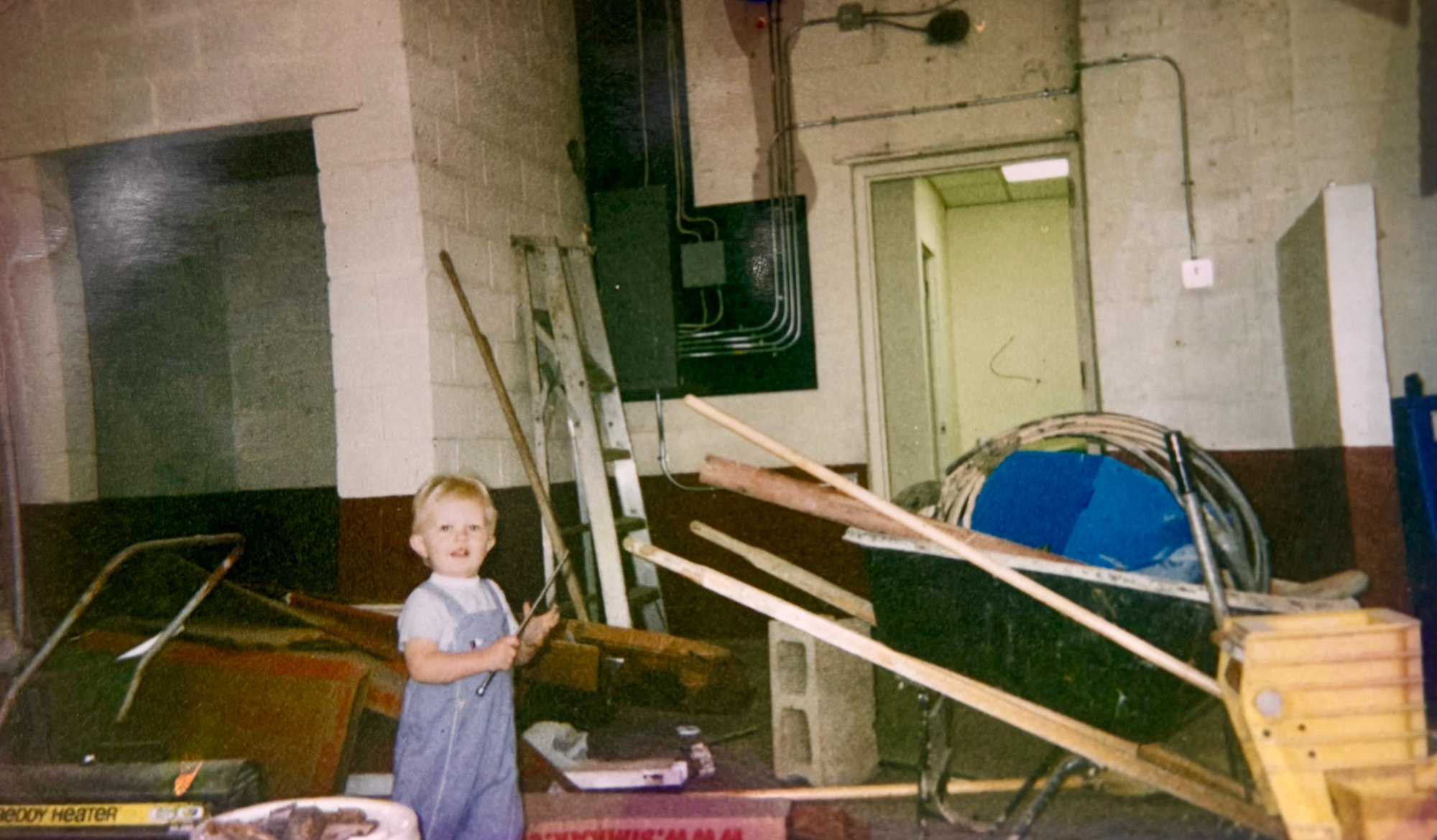 Tommy Cooper as a child at his family's commercial plumbing business